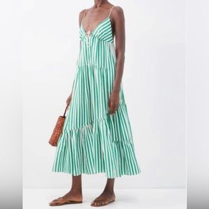 La Ligne Drawstring front striped cotton dress